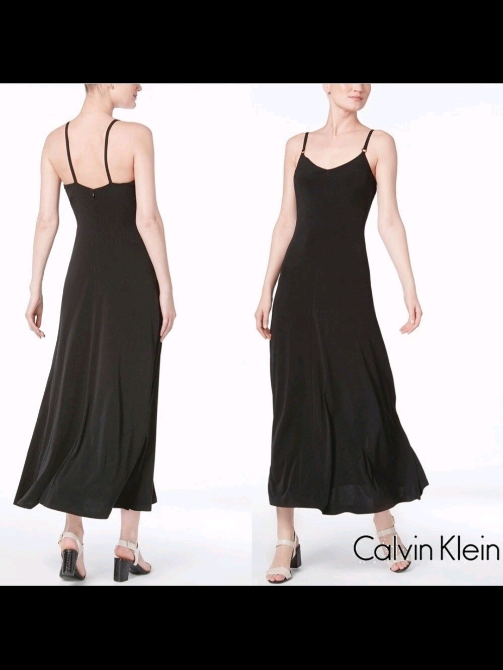 Calvin Klein Sleek Black Maxi Slip Dress